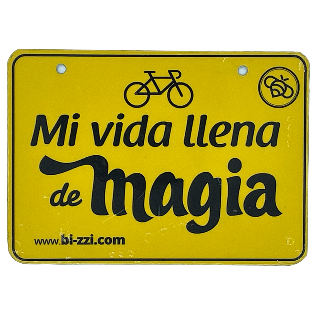 Matrícula-vintage-para-bicicleta-Mi-vida-llena-de-magia